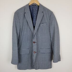 Robert Graham Dumont Classic Fit Blue Checked Unstructured Wool Blend Blazer
